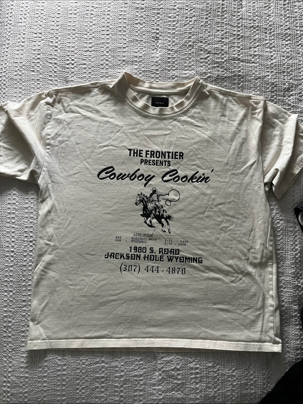 PacSun Cream Graphic 'Cowboy Cookin'' Short Sleeve Tee